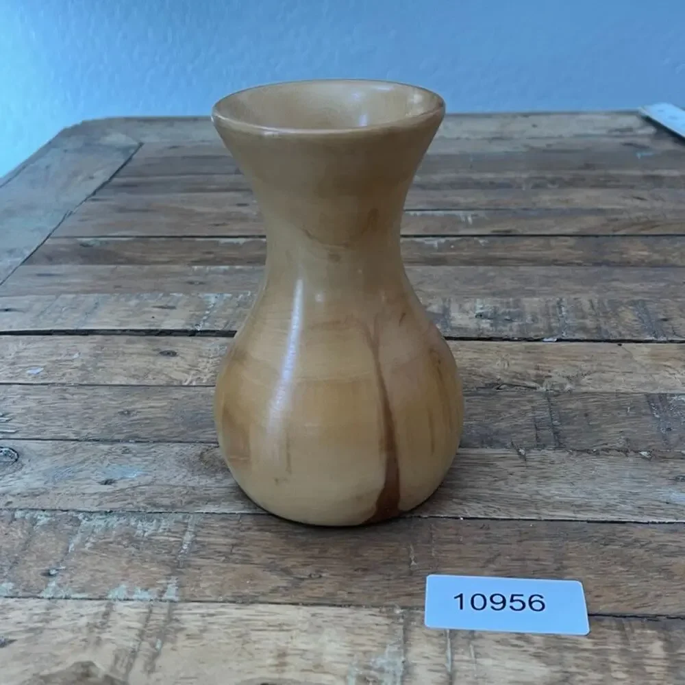 Vintage Small Hand-Spun Aspen Wood Mini Vase 5.75